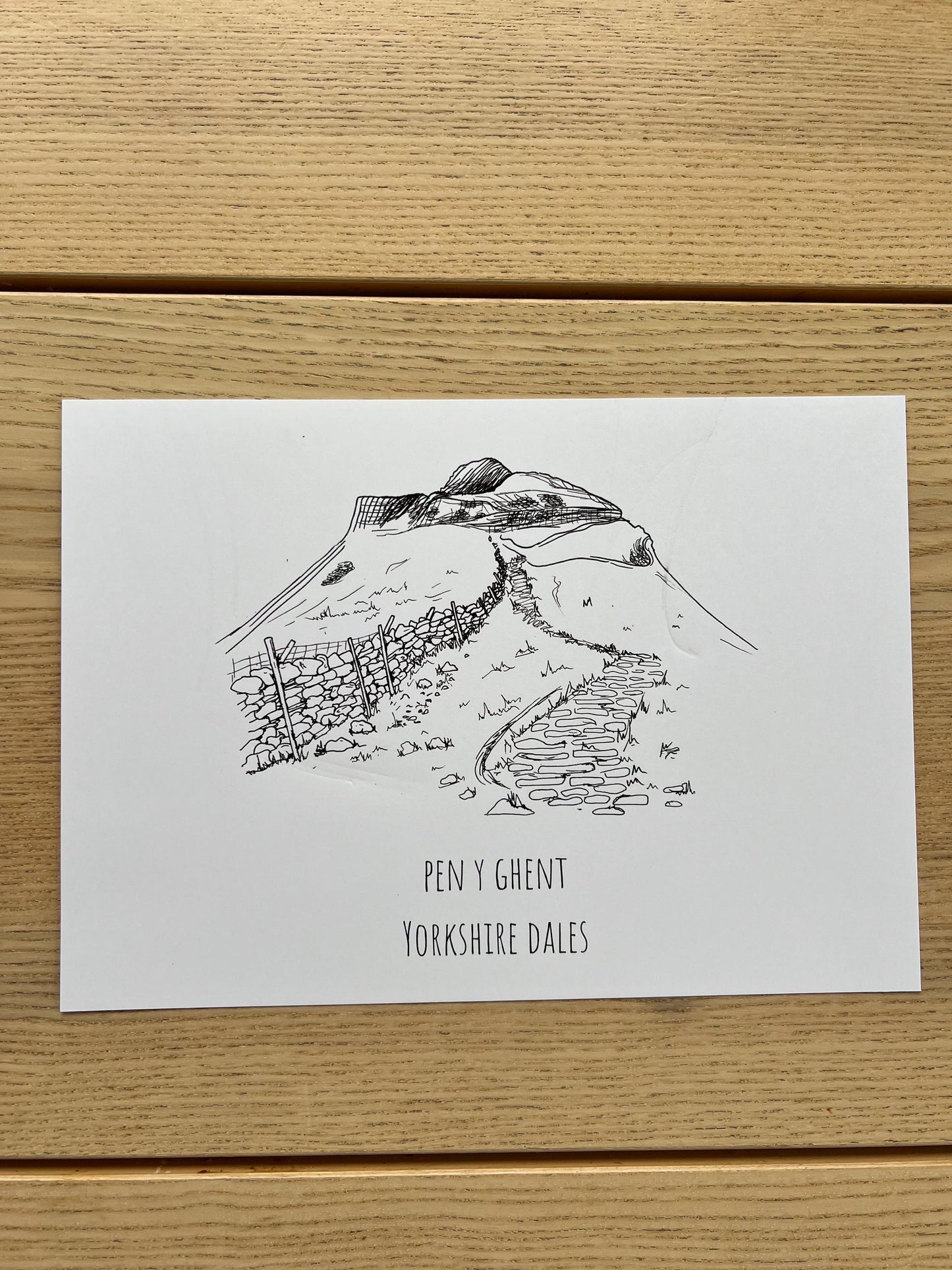 Pen-Y-Ghent Print, Hand-Drawn Black Ink Illustration, Yorkshire Dales Landscape, Personalised Gift
