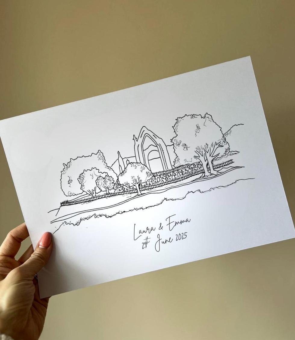 Hand Drawn Custom Home Portrait, Personalized Venue Illustration