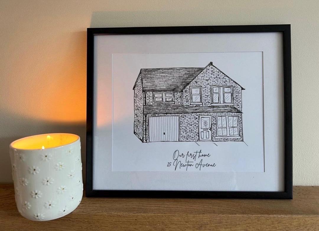 Hand Drawn Custom Home Portrait, Personalized Venue Illustration