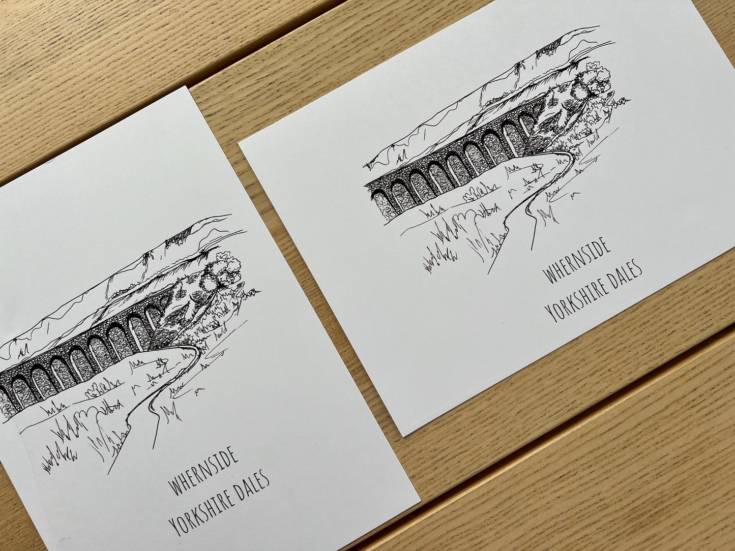 Whernside Yorkshire Dales Print, Hand-Drawn Black Ink Illustration, Personalized Gift