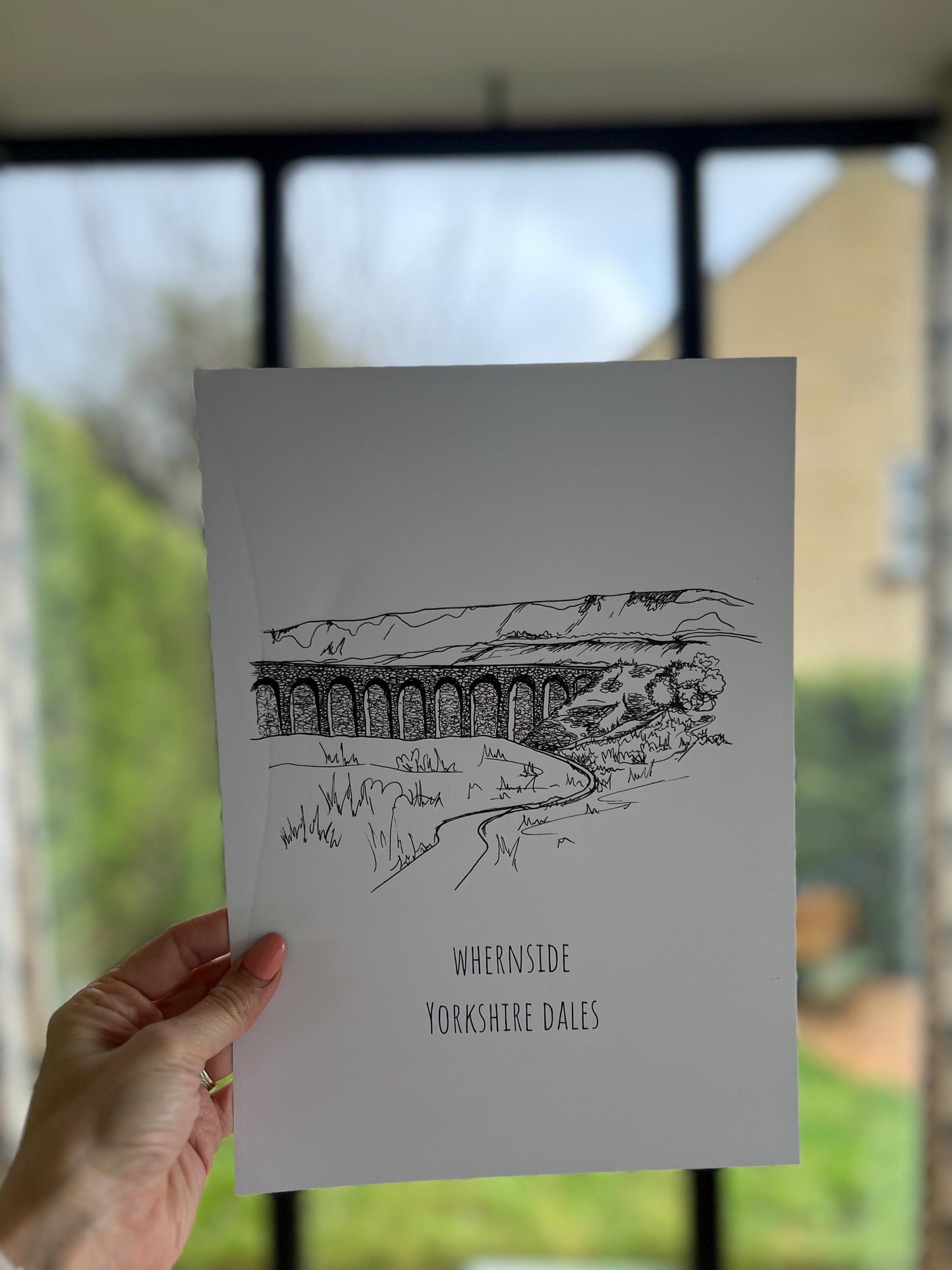 Whernside Yorkshire Dales Print, Hand-Drawn Black Ink Illustration, Personalized Gift
