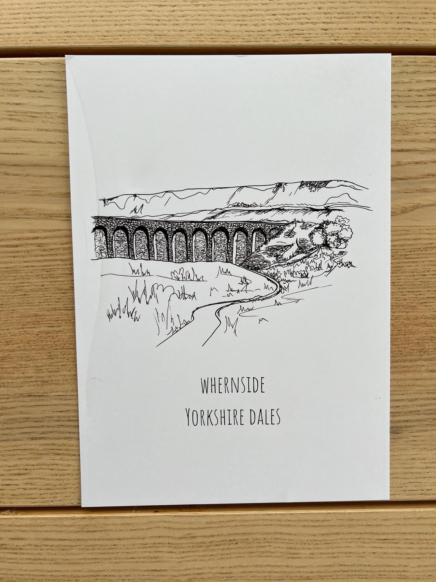 Whernside Yorkshire Dales Print, Hand-Drawn Black Ink Illustration, Personalized Gift