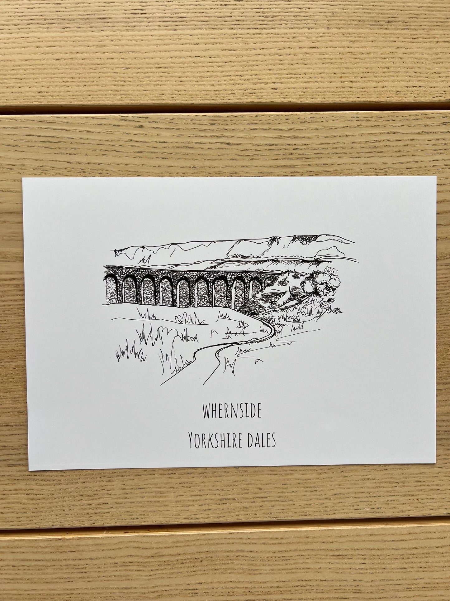 Whernside Yorkshire Dales Print, Hand-Drawn Black Ink Illustration, Personalized Gift
